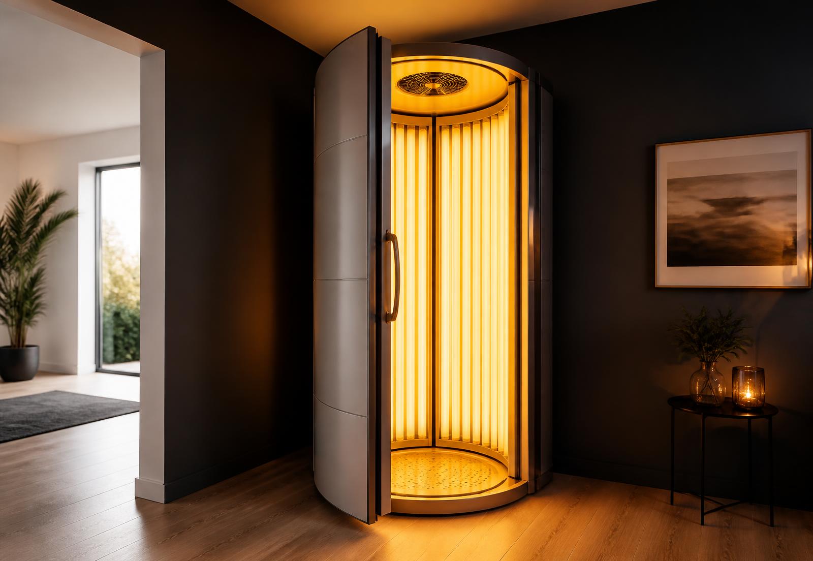 Home tanning unit installed in a private room
